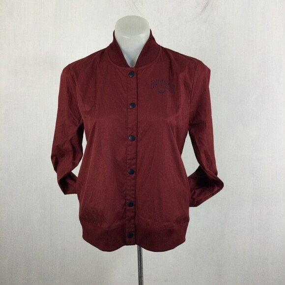 Nike Womens Varsity Style Light Windbreaker Jacket Burgundy Red Small AR3763-677 - Picture 4 of 16